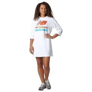 New Balance Athletic Sportswear Women's Fleece Dress White Embroidered Size S